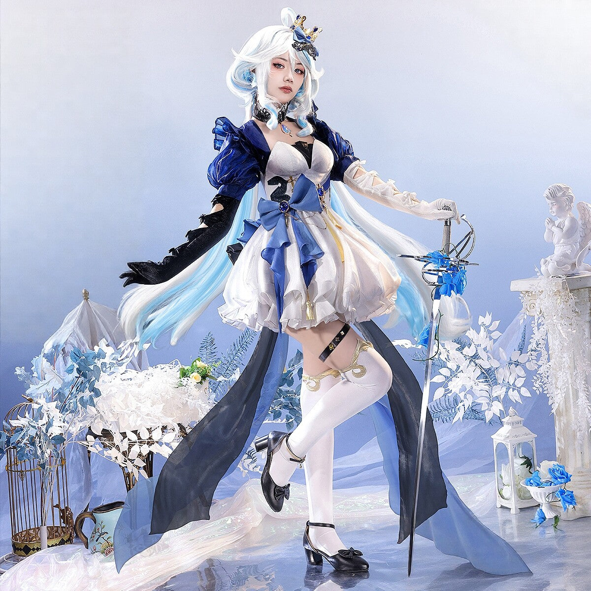Genshin Impact Furina "Water Alice" Fan-Made Cosplay Full Set