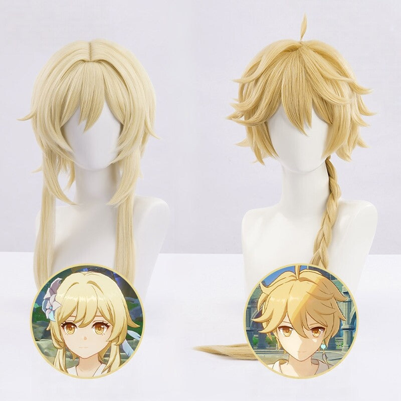 Genshin Impact Traveler Aether & Lumine Dual Cosplay Wigs