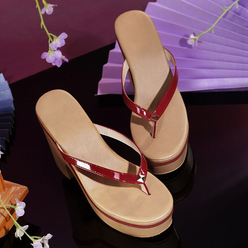 Genshin Impact Raiden Shogun Cosplay Geta Shoes