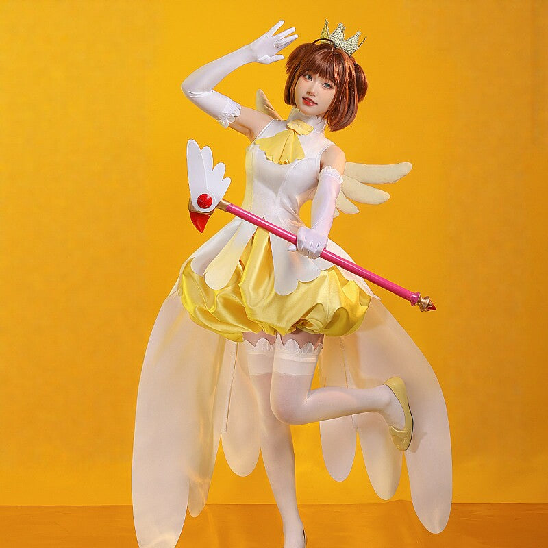 Cardcaptor Sakura Yellow & White Battle Outfit Cosplay Full Set