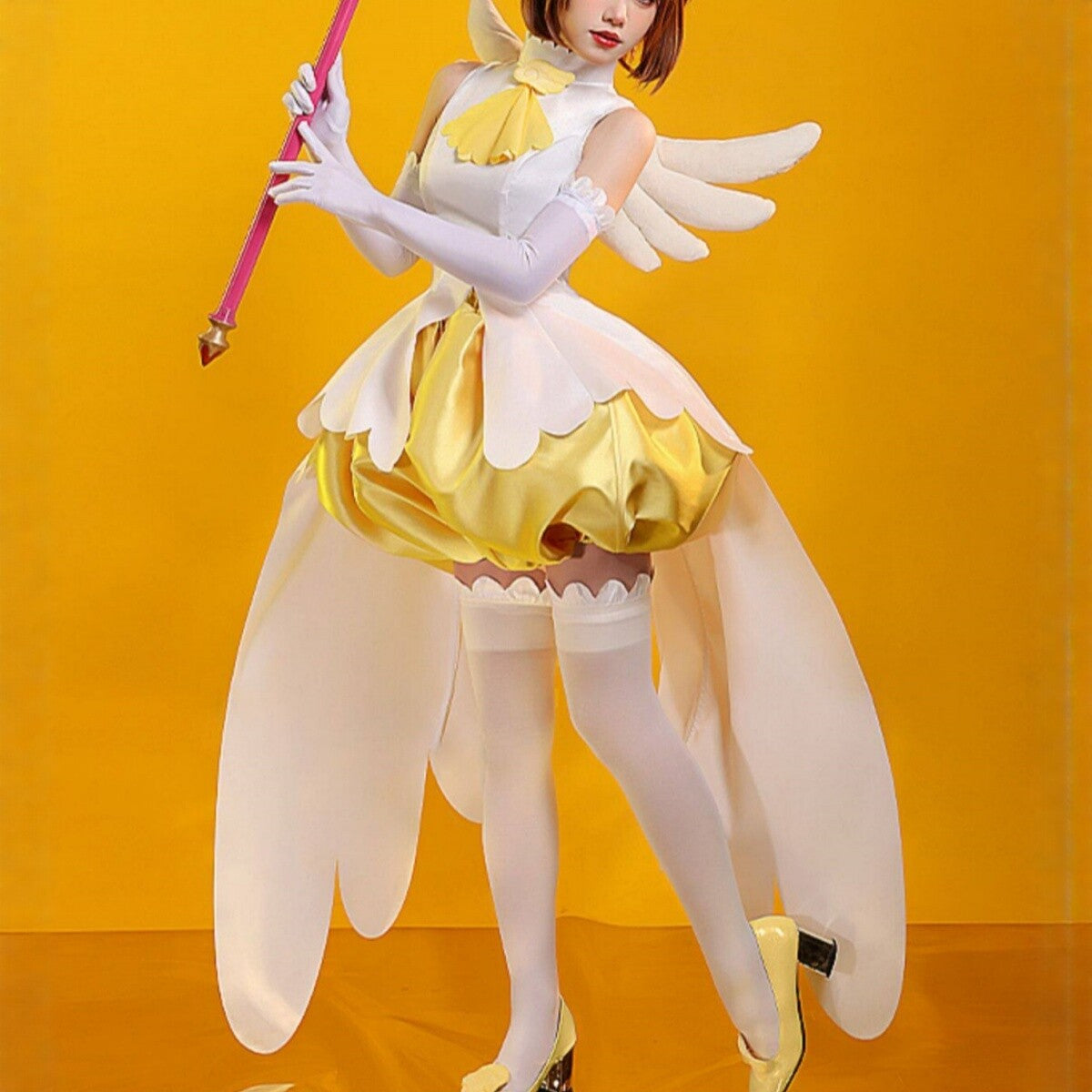 Cardcaptor Sakura Yellow & White Battle Outfit Cosplay Full Set