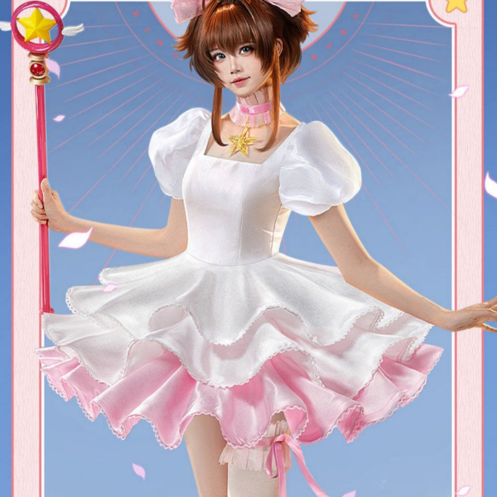 Cardcaptor Sakura Pink & White Battle Dress Cosplay Full Set