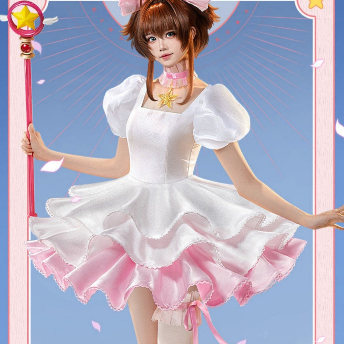 Cardcaptor Sakura Pink & White Battle Dress Cosplay Full Set